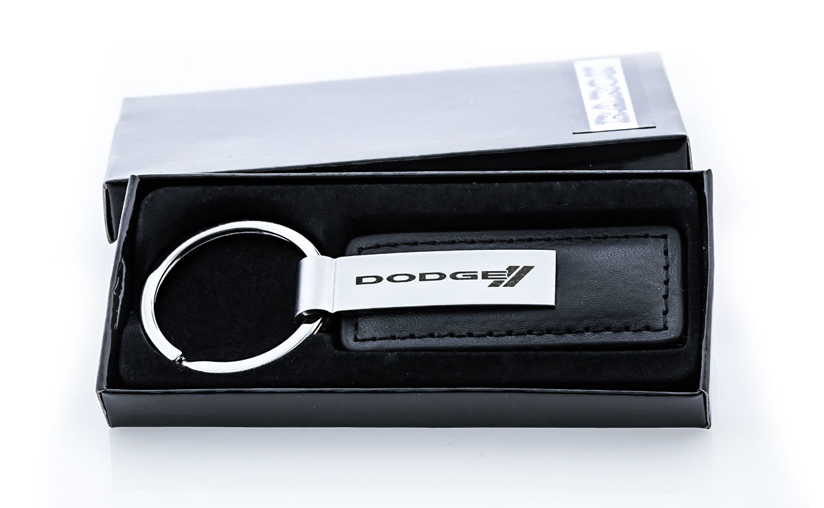 Dodge Black Leather Keyring